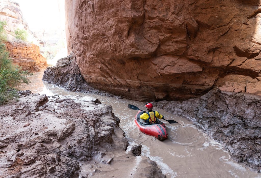 Packrafting the Dirty Devil River highwater 2